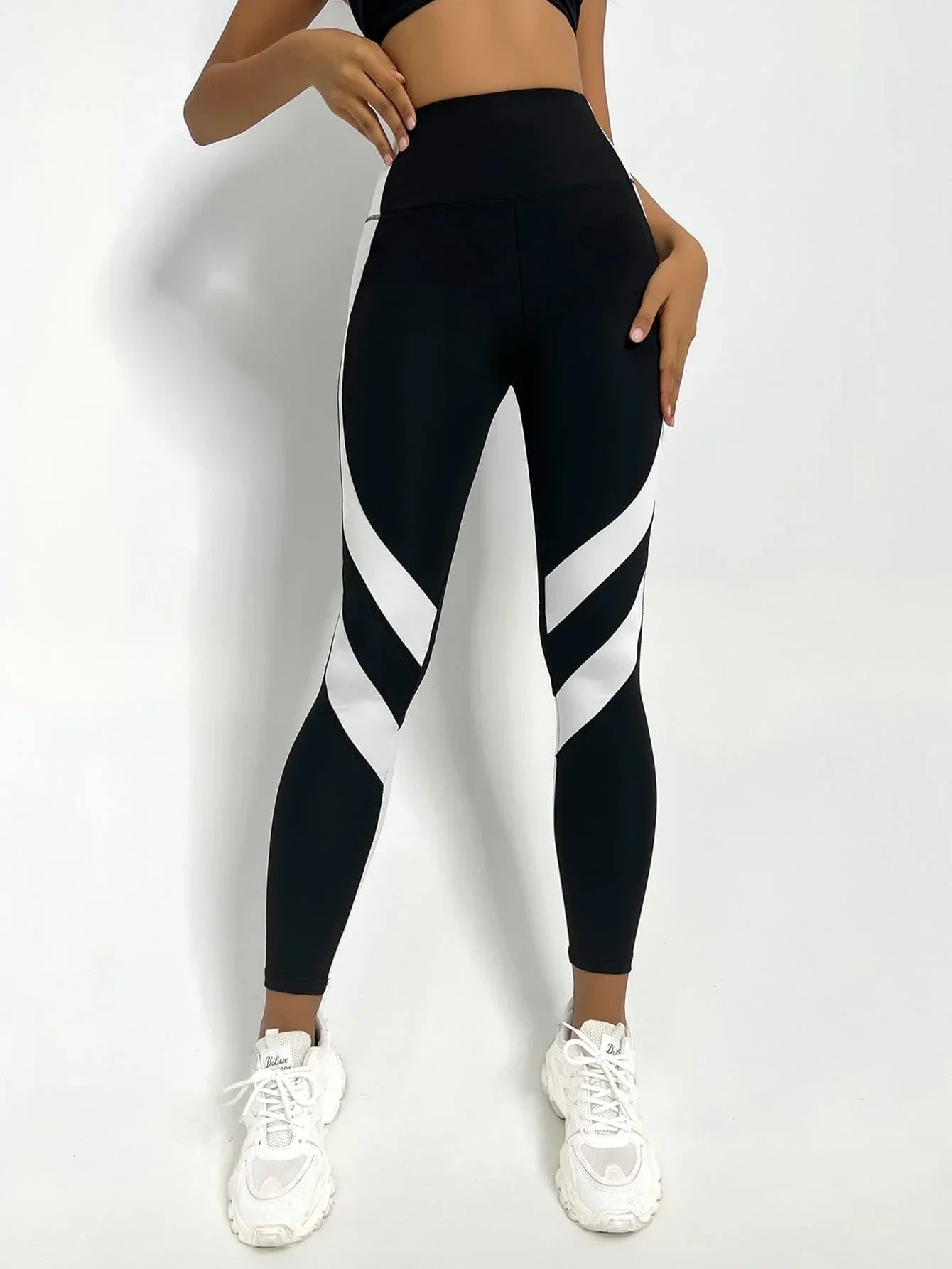 Two-Tone Yoga Leggings Tummy Control Sports Tights