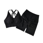 Women’s V-Back Sports Bra Set with High-Waist Shorts