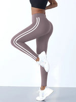 Women's Striped Yoga Leggings | Slim Fit Sports Pants