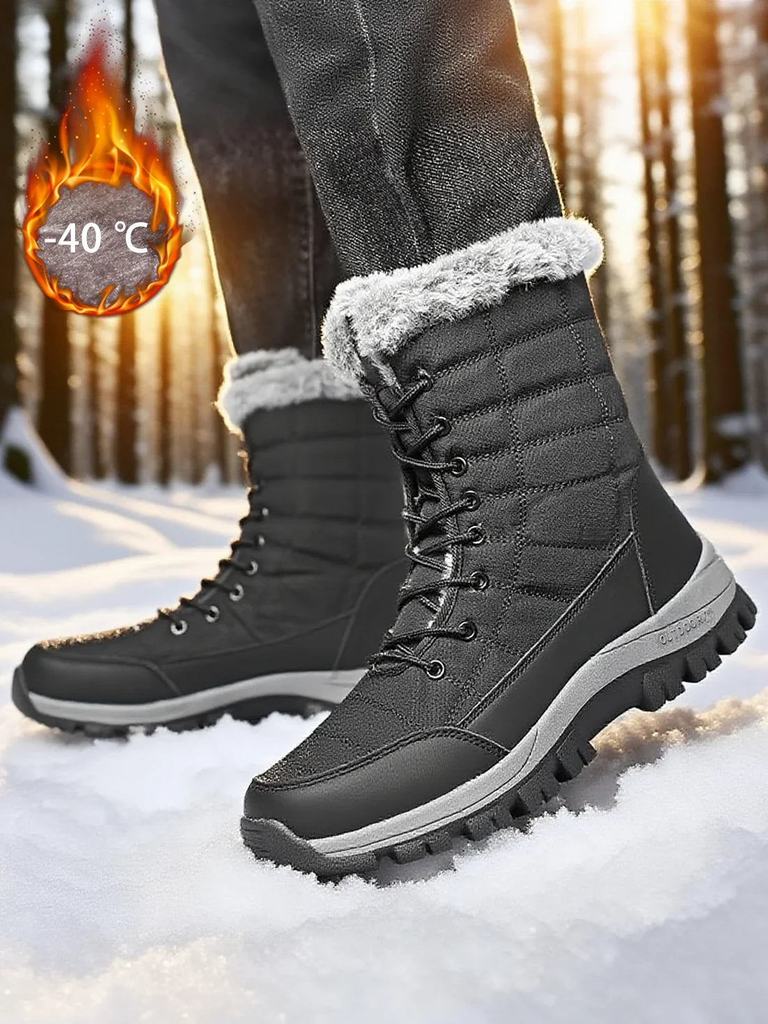 Men's Snow Boots | Waterproof Winter Boots with Warmers