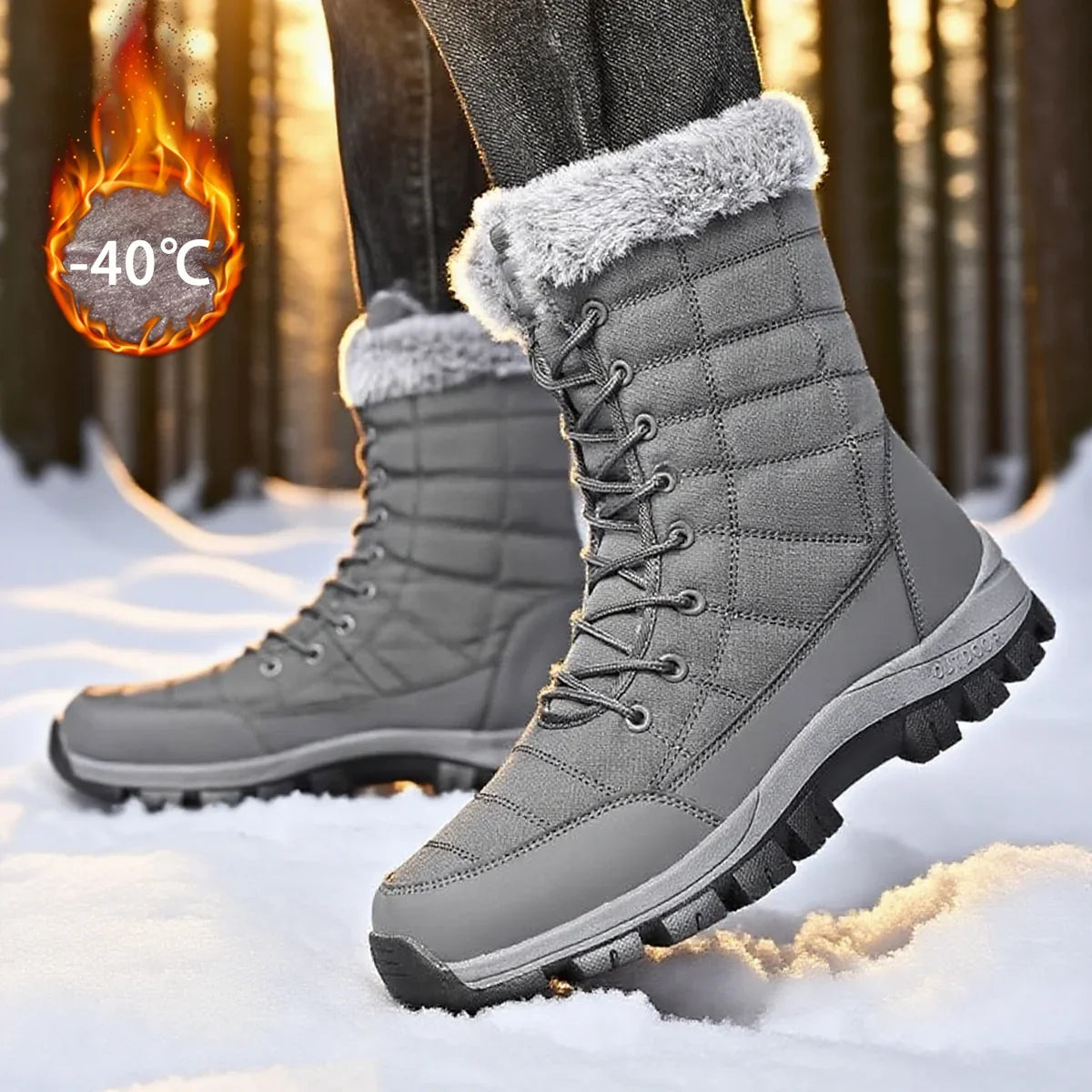 Men's Snow Boots | Waterproof Winter Boots with Warmers