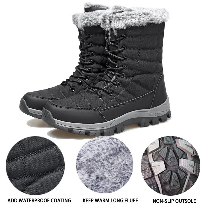 Men's Snow Boots | Waterproof Winter Boots with Warmers