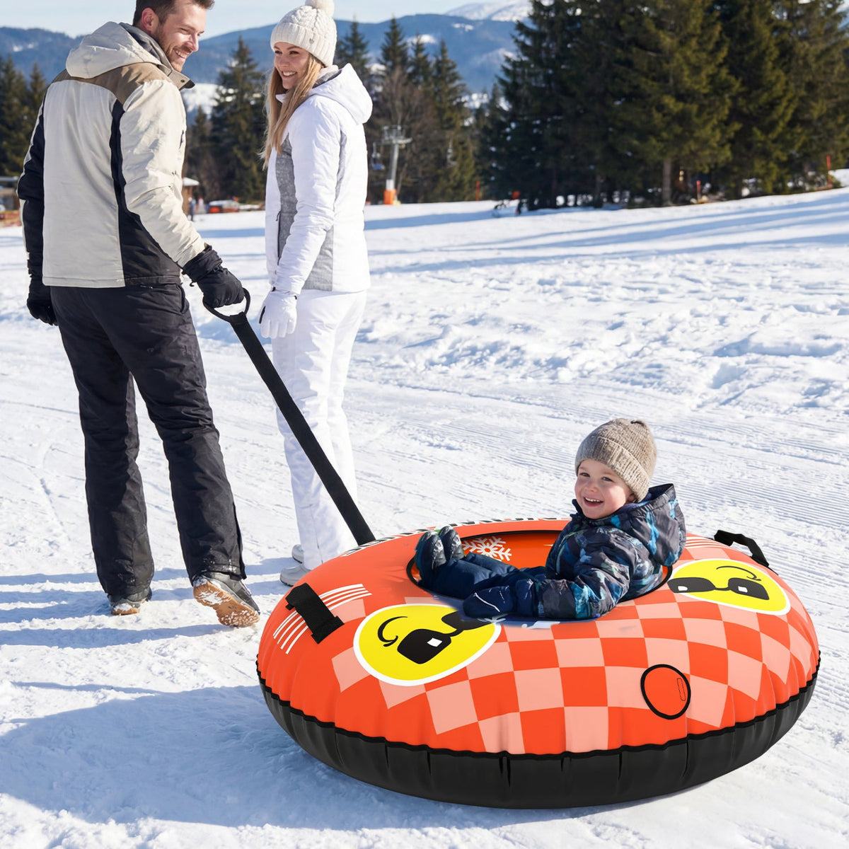 Heavy-Duty Inflatable Snow Tube with Detachable Tow Strap | 42"