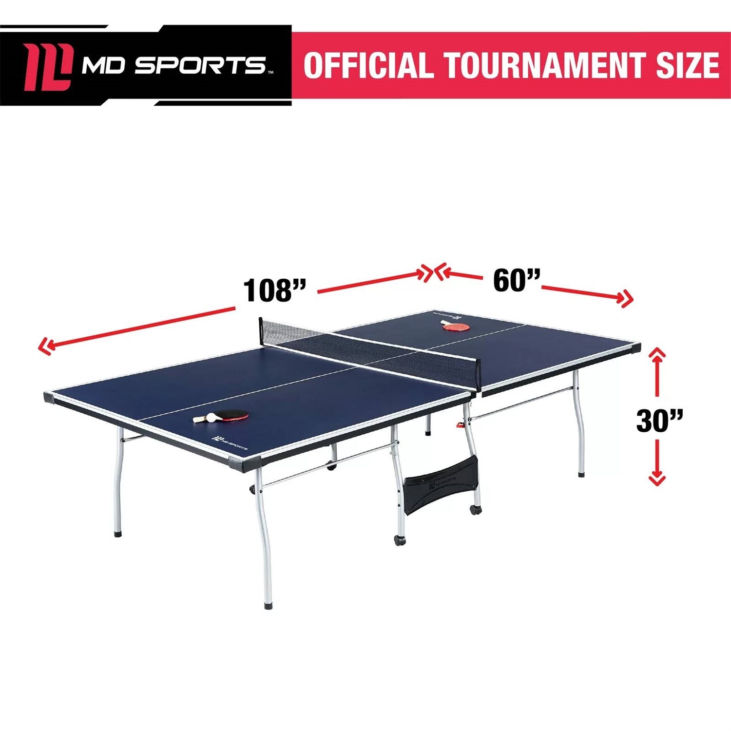 Blue Ping Pong Table Tennis Set with Net 2 Balls and 2 Paddles | Official Size