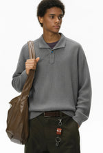 Vintage Italian Polo Shirt with Long Sleeve and Classic Collar | Loose Fit