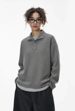 Vintage Italian Polo Shirt with Long Sleeve and Classic Collar | Loose Fit