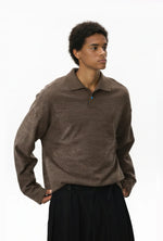 Vintage Italian Polo Shirt with Long Sleeve and Classic Collar | Loose Fit