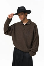 Vintage Italian Polo Shirt with Long Sleeve and Classic Collar | Loose Fit