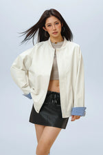 Checked Pattern Work Bomber Jacket
