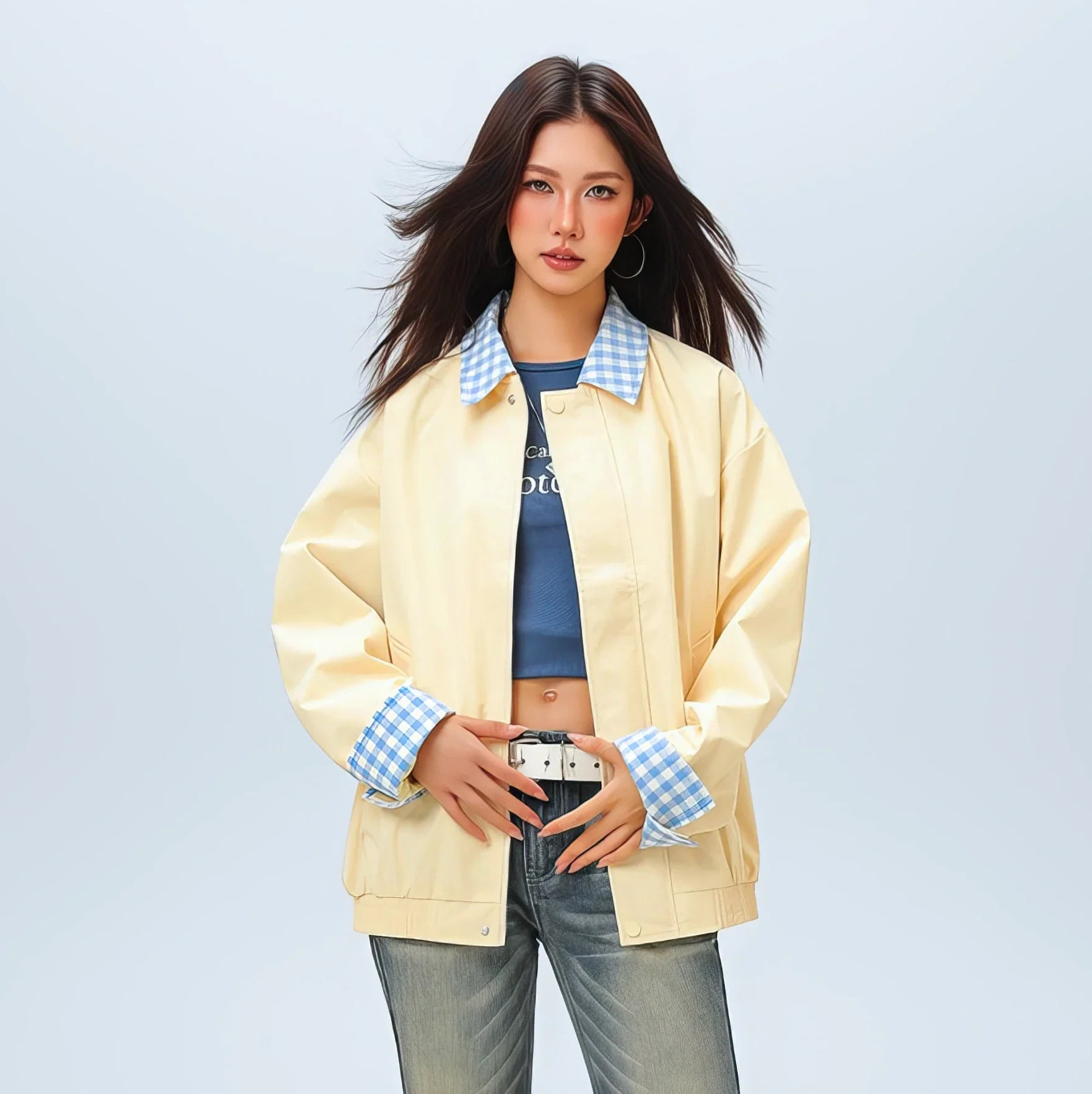 Checked Pattern Work Bomber Jacket