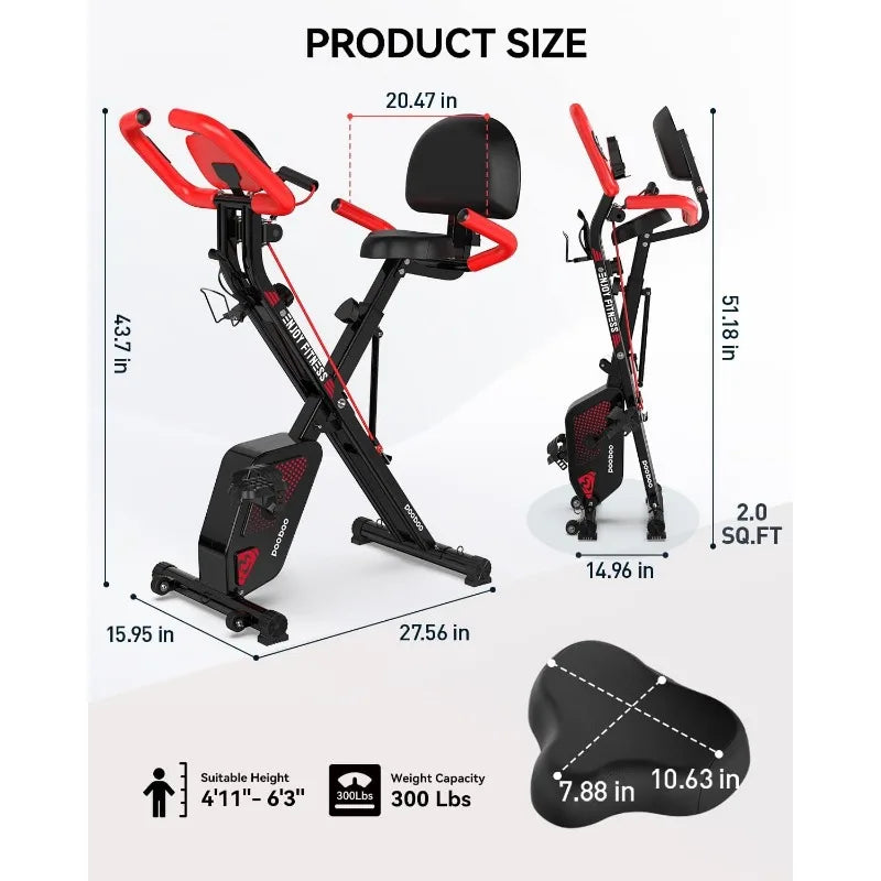 Pooboo Folding Exercise Bike | Magnetic X-Bike