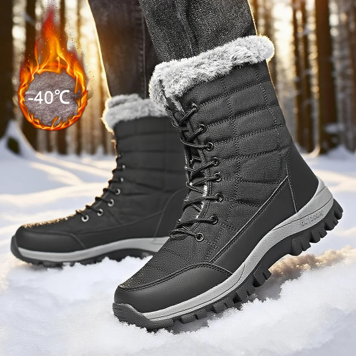 Men's Snow Boots | Waterproof Winter Boots with Warmers