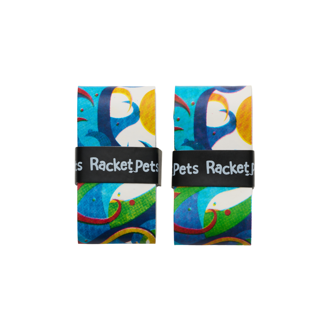 Orange Octopus Racket Pet Tennis Dampener and Blue Overgrip Tape with Replacement Overgrip Tape