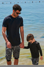 Lycra Black Men's Swim Shirts | T2341