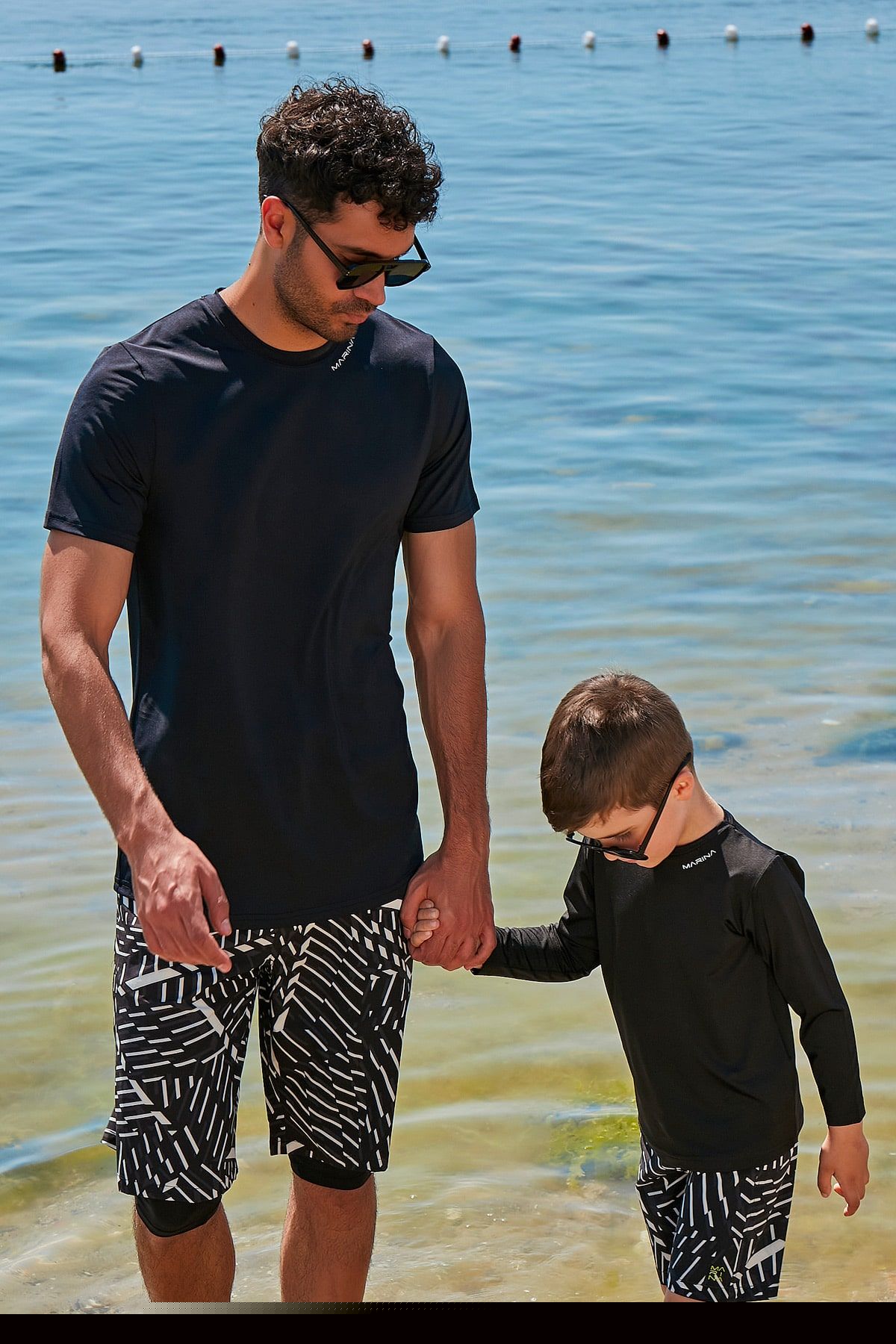 Lycra Black Men's Swim Shirts | T2341