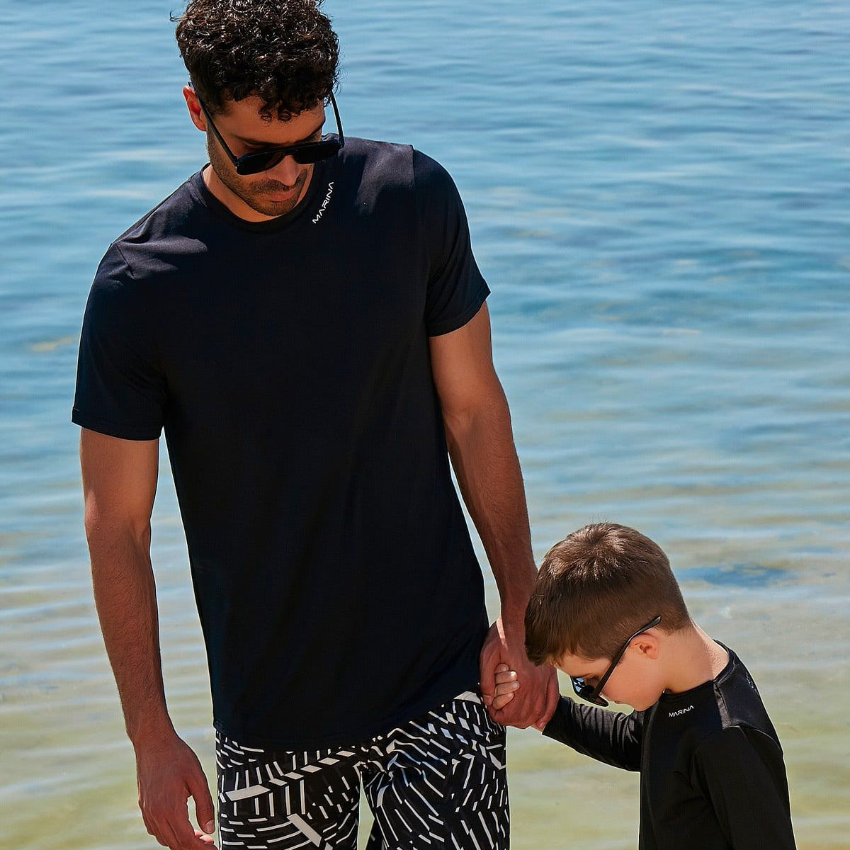Lycra Black Men's Swim Shirts | T2341