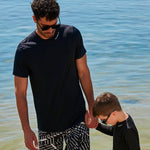Lycra Black Men's Swim Shirts | T2341