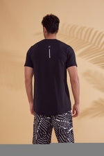 Lycra Black Men's Swim Shirts | T2341