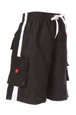Men's Contrast Striped Solid Color Swim Trunks for Surfing and Skating by Sakkas