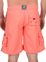 Men's Contrast Striped Solid Color Swim Trunks for Surfing and Skating by Sakkas