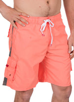 Men's Contrast Striped Solid Color Swim Trunks for Surfing and Skating by Sakkas