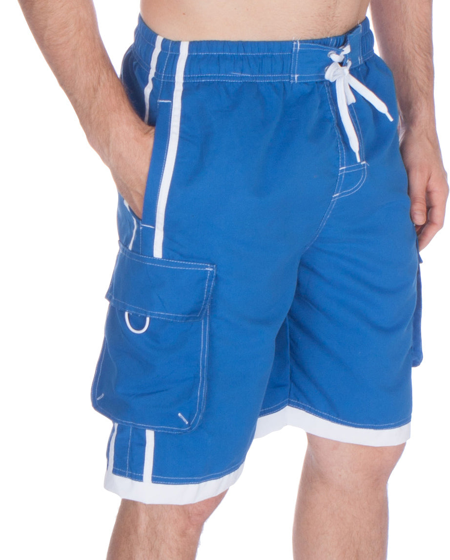 Sakkas Men’s Contrast Stripes Skate Surf Board Short | Swim Trunks