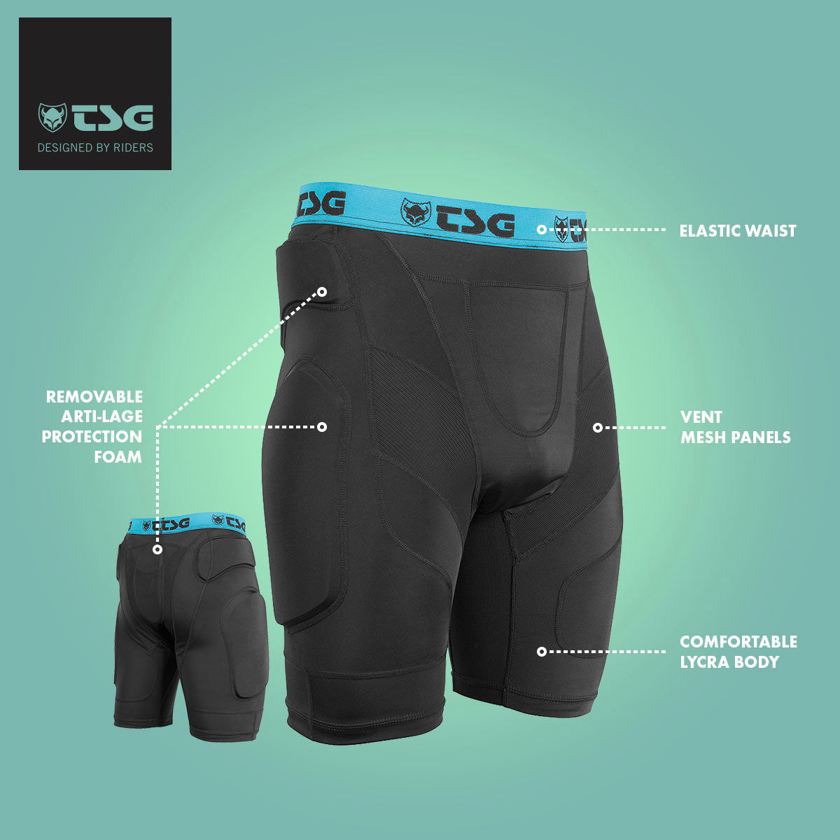 TSG Protective Shorts Crash Pant A | Black