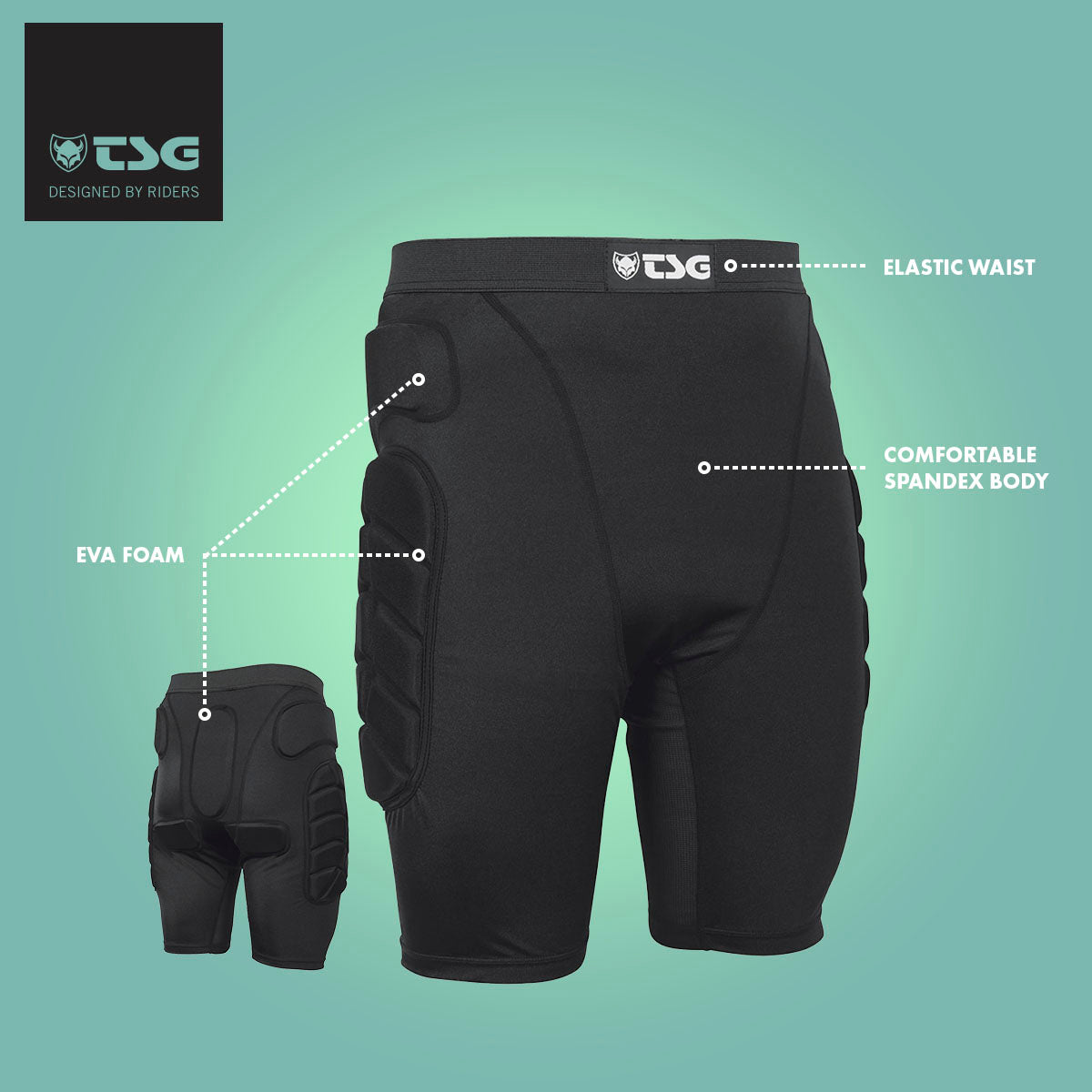TSG Protective Shorts Crash Pant All Terrain | Black