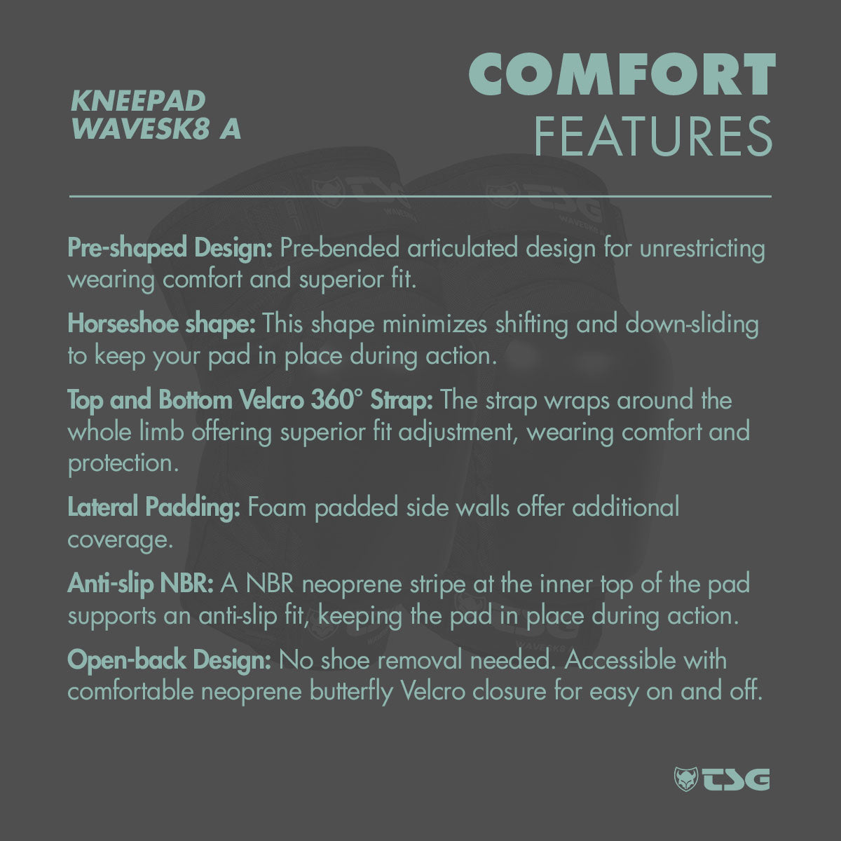 TSG Kneepad Wavesk8 A Black (Skate Knee Pads)