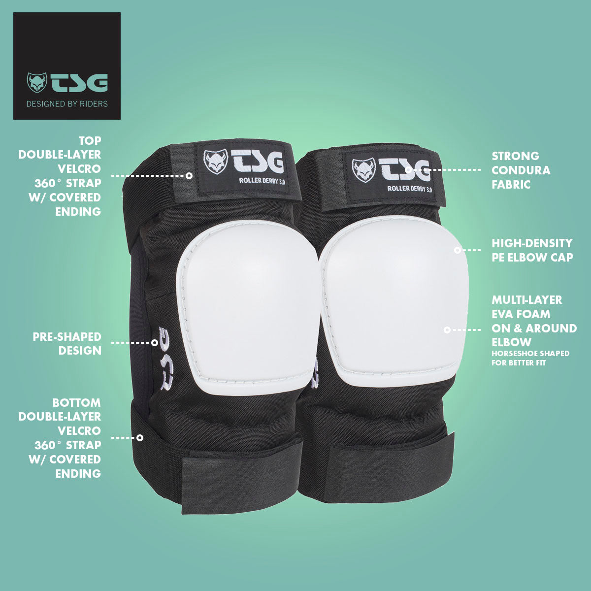 TSG Elbow Pad Roller Derby 3.0 | Black (Roller Skate Elbow Pads)