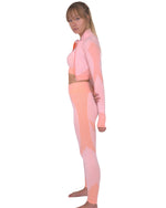 Trois Seamless Jacket, Leggings & Sports Top 3-Piece Set | Pink