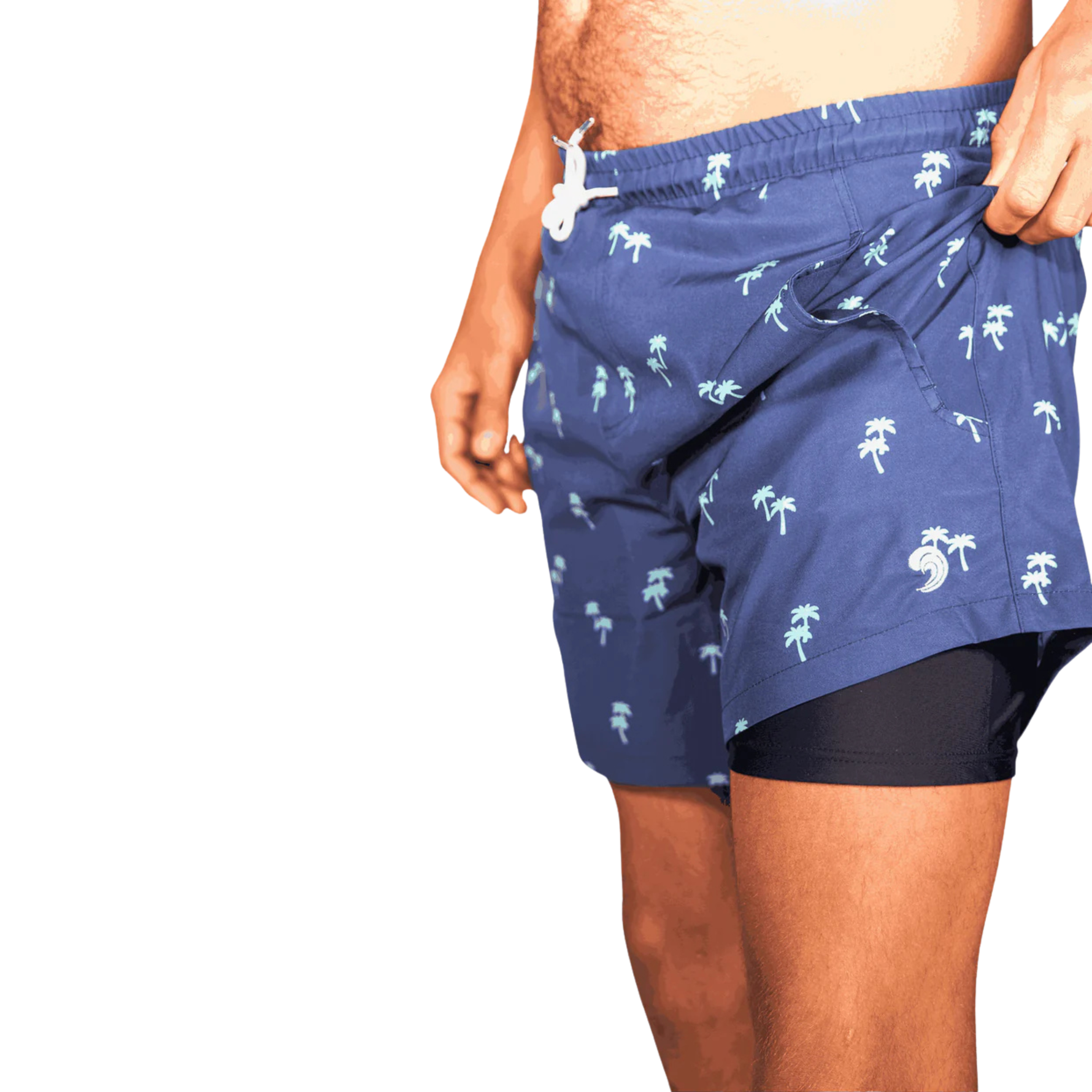 Tropical Trees Waterproof Swim Shorts with Waterproof Pocket