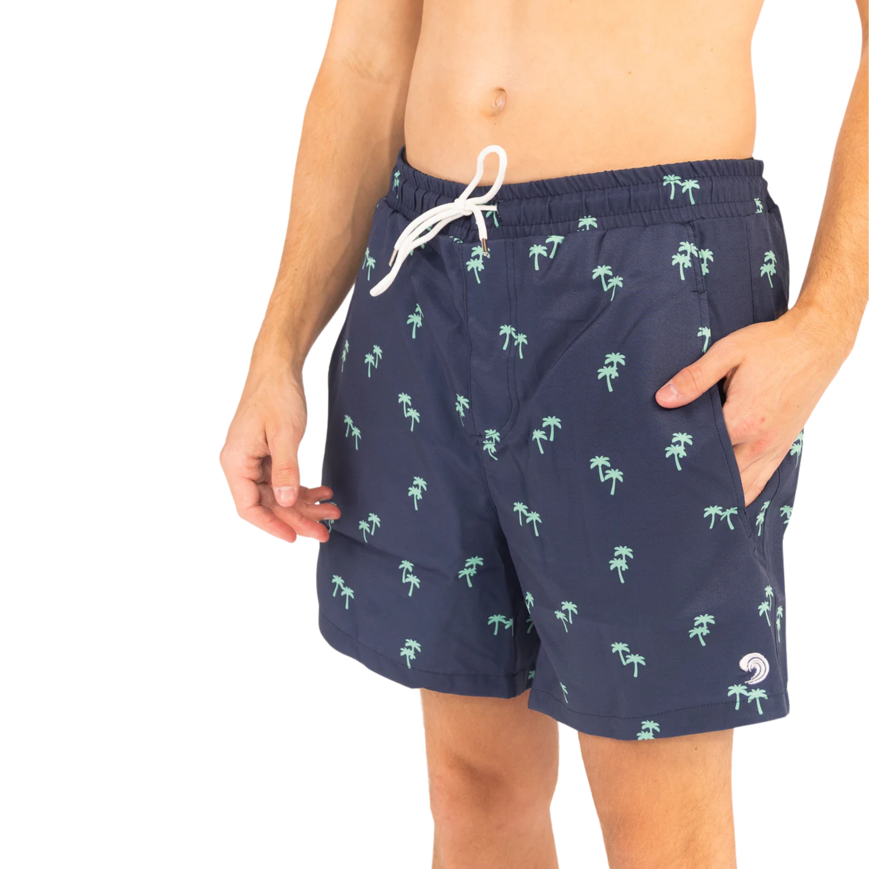 Tropical Trees Waterproof Swim Shorts with Waterproof Pocket