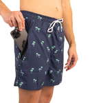 Tropical Trees Waterproof Swim Shorts with Waterproof Pocket