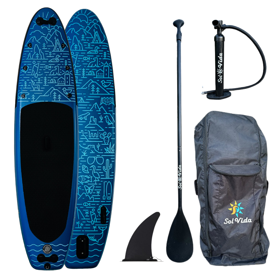 VidaGlide Oasis Pack 10’ 6” Inflatable Paddle Board + Paddle, Pump, Detachable Fin, & Carrying Case