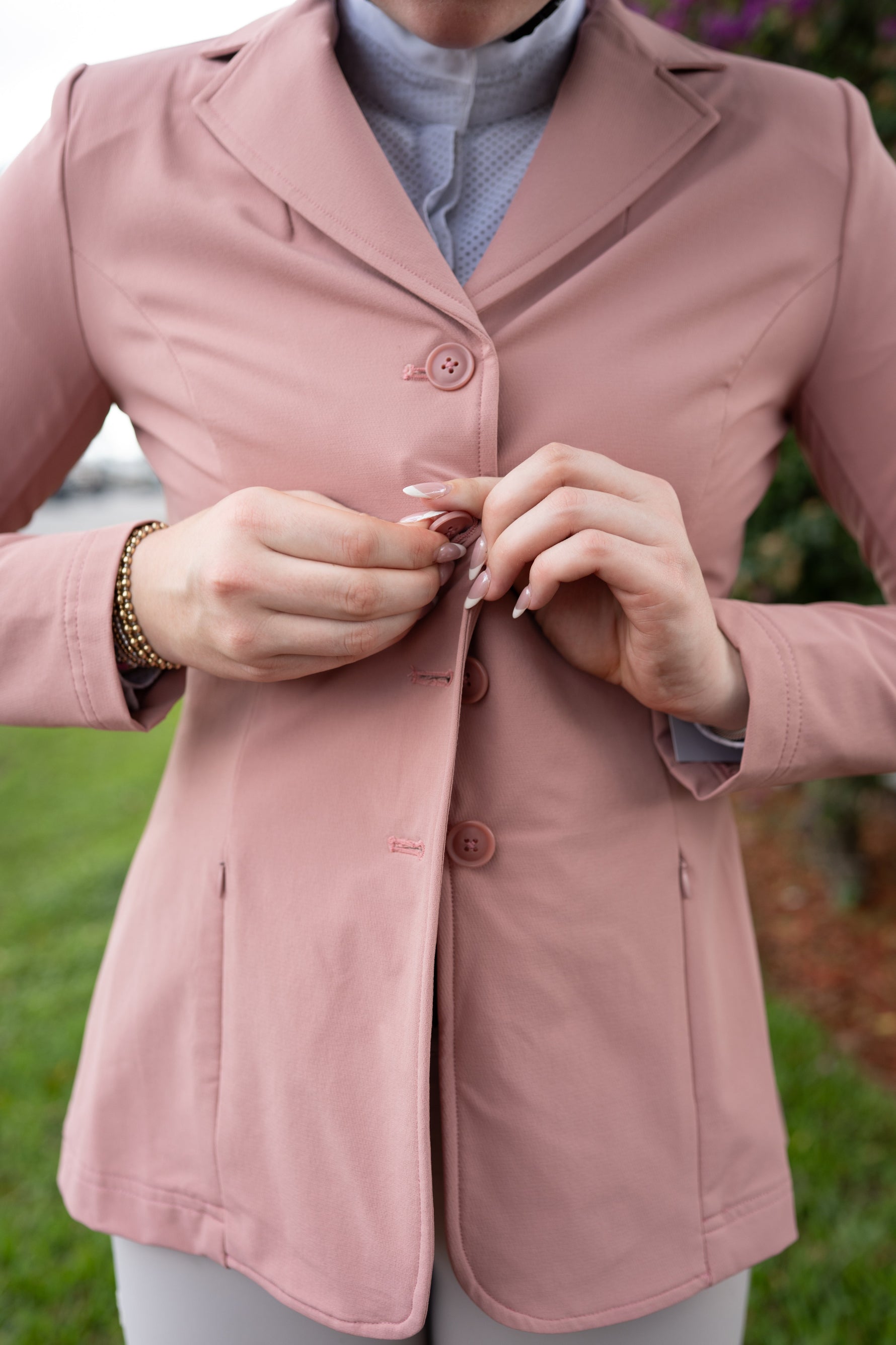 Grand Prix Quinn Show Jacket 4 Button Front with Hidden Zipper Closure | Rose