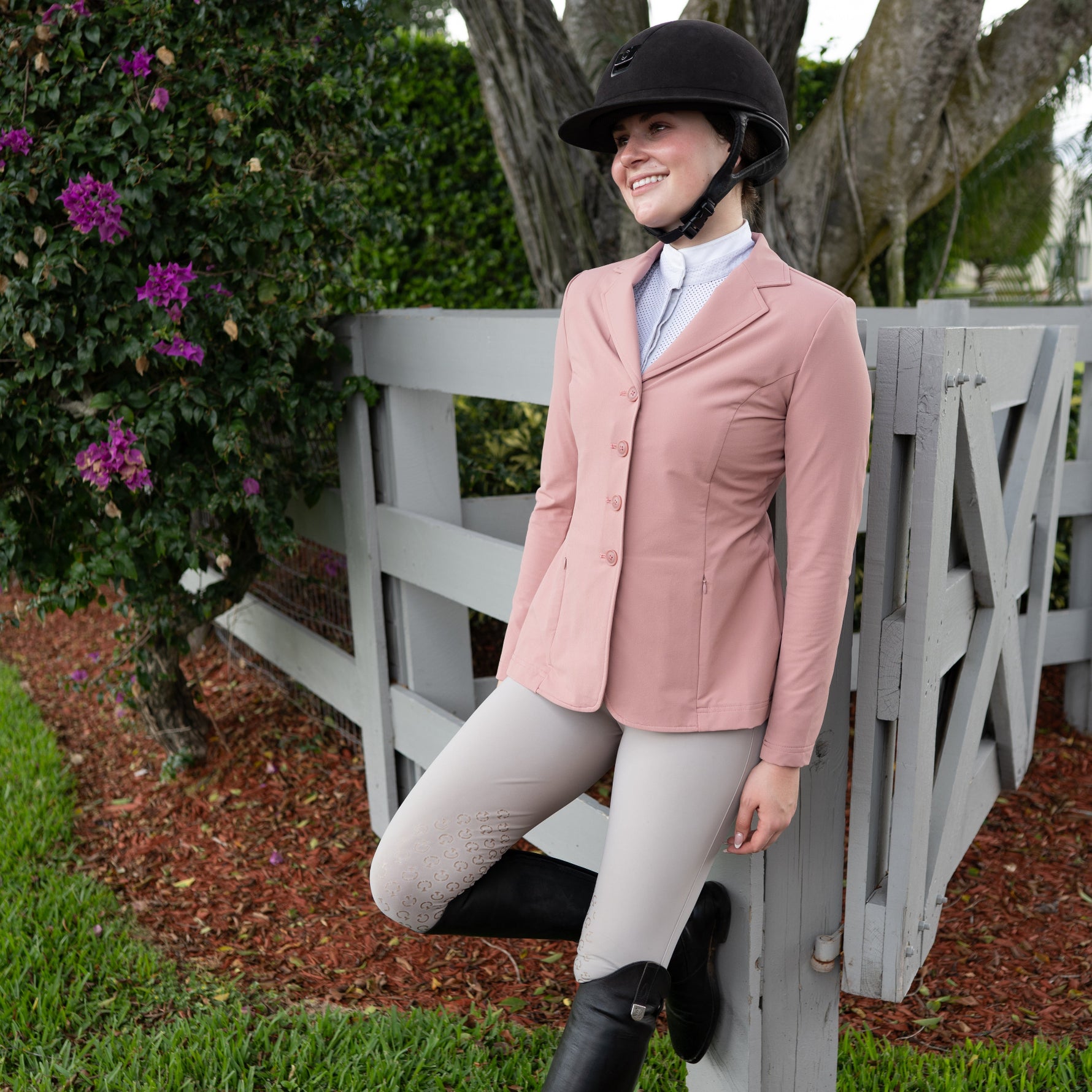 Grand Prix Quinn Show Jacket 4 Button Front with Hidden Zipper Closure | Rose