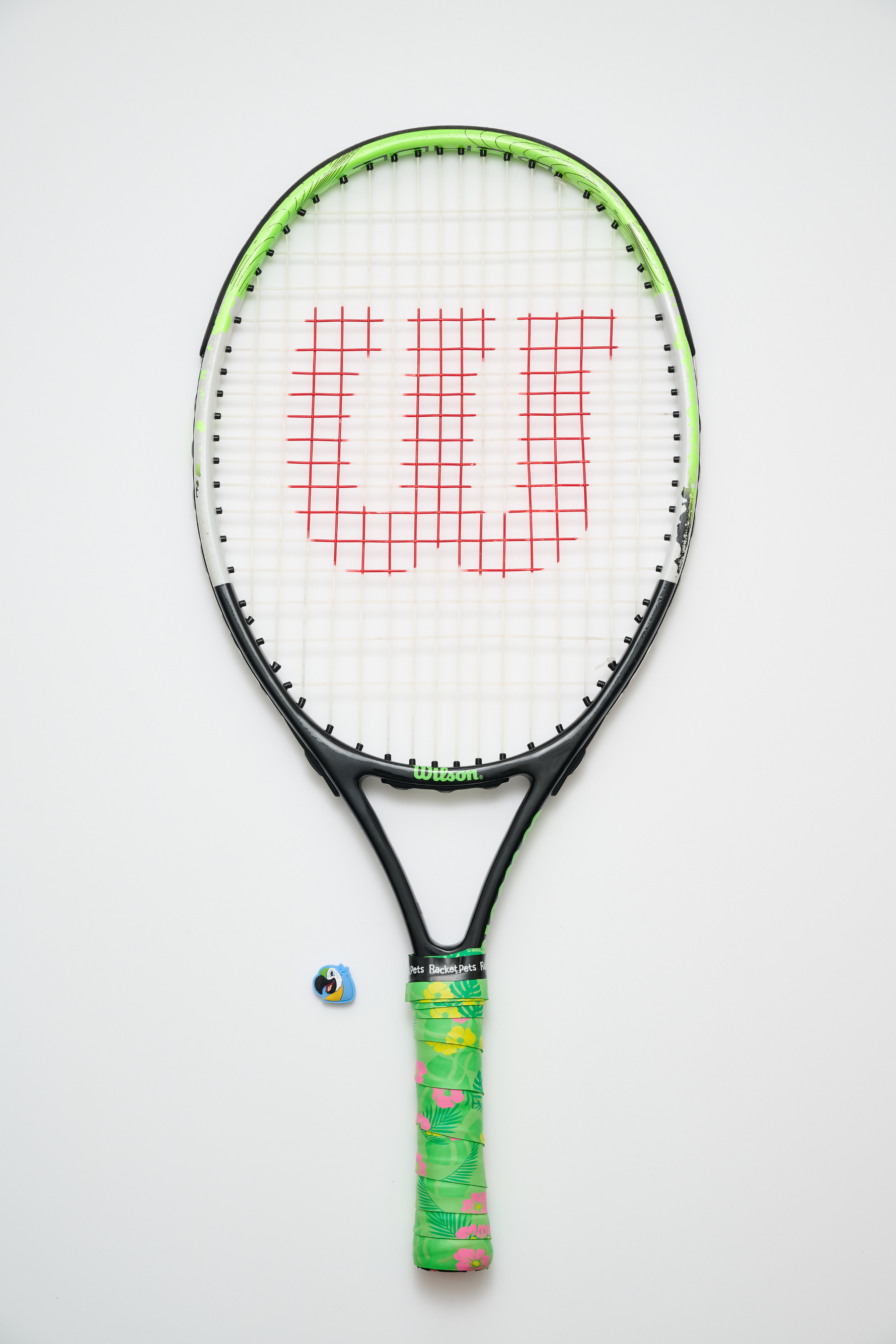 Parrot Tennis Overgrip Tape and Matching Shock Absorbing Dampener for Tennis Racket