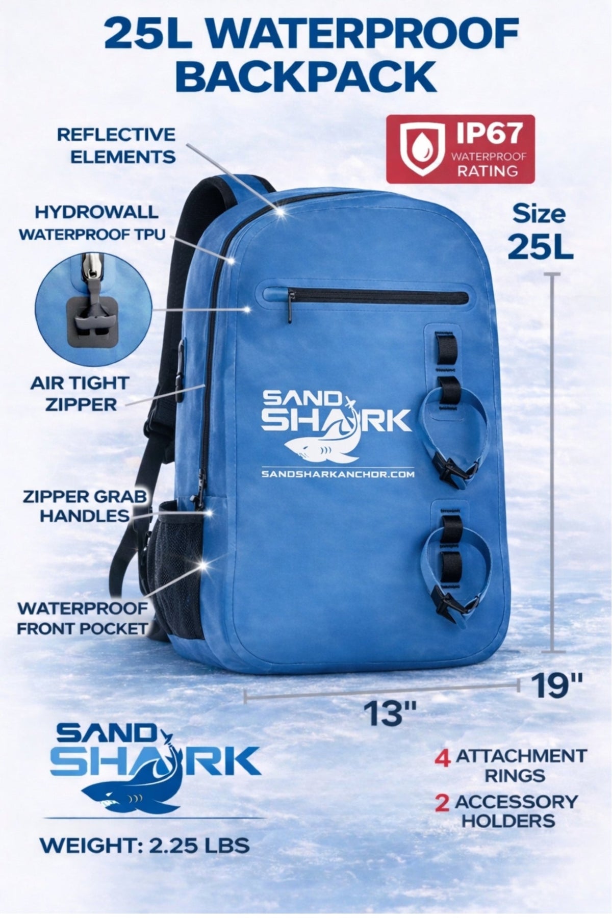 25L Waterproof Backpack | Submersible w/ Airtight Zipper.