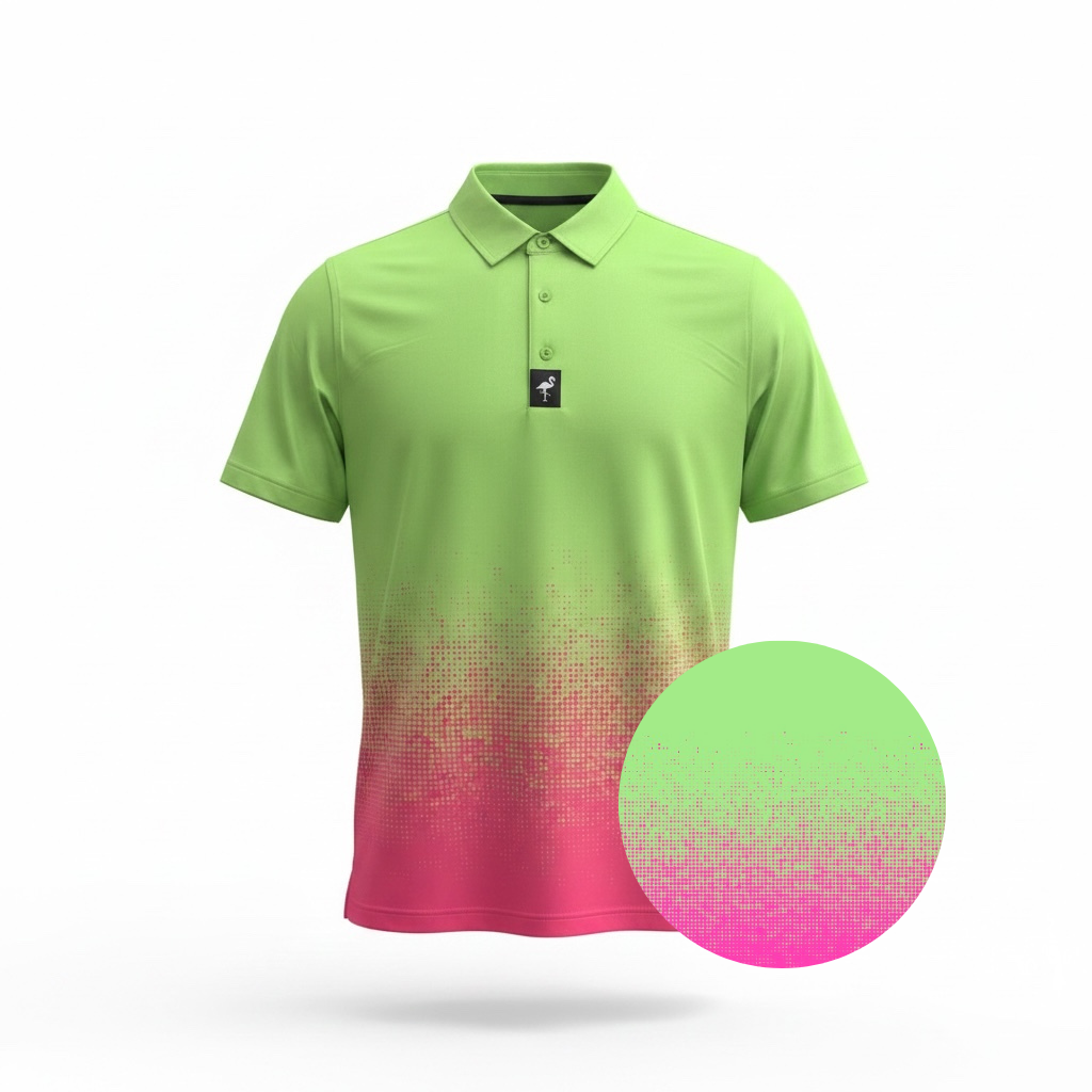 Men's Watermelon Sunset Golf Polo | Performance Stretch Golf Shirt | Moisture-Wicking