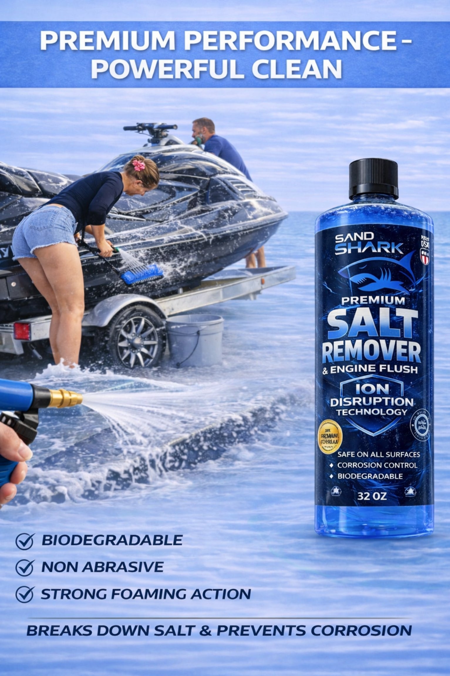 2-in-1 Boat Salt Wash & Engine Flush Boat Cleaner | 32 Oz