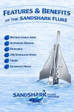 Premium 316 SS Fluke Anchor | Retractable Shaft (13 lbs.)