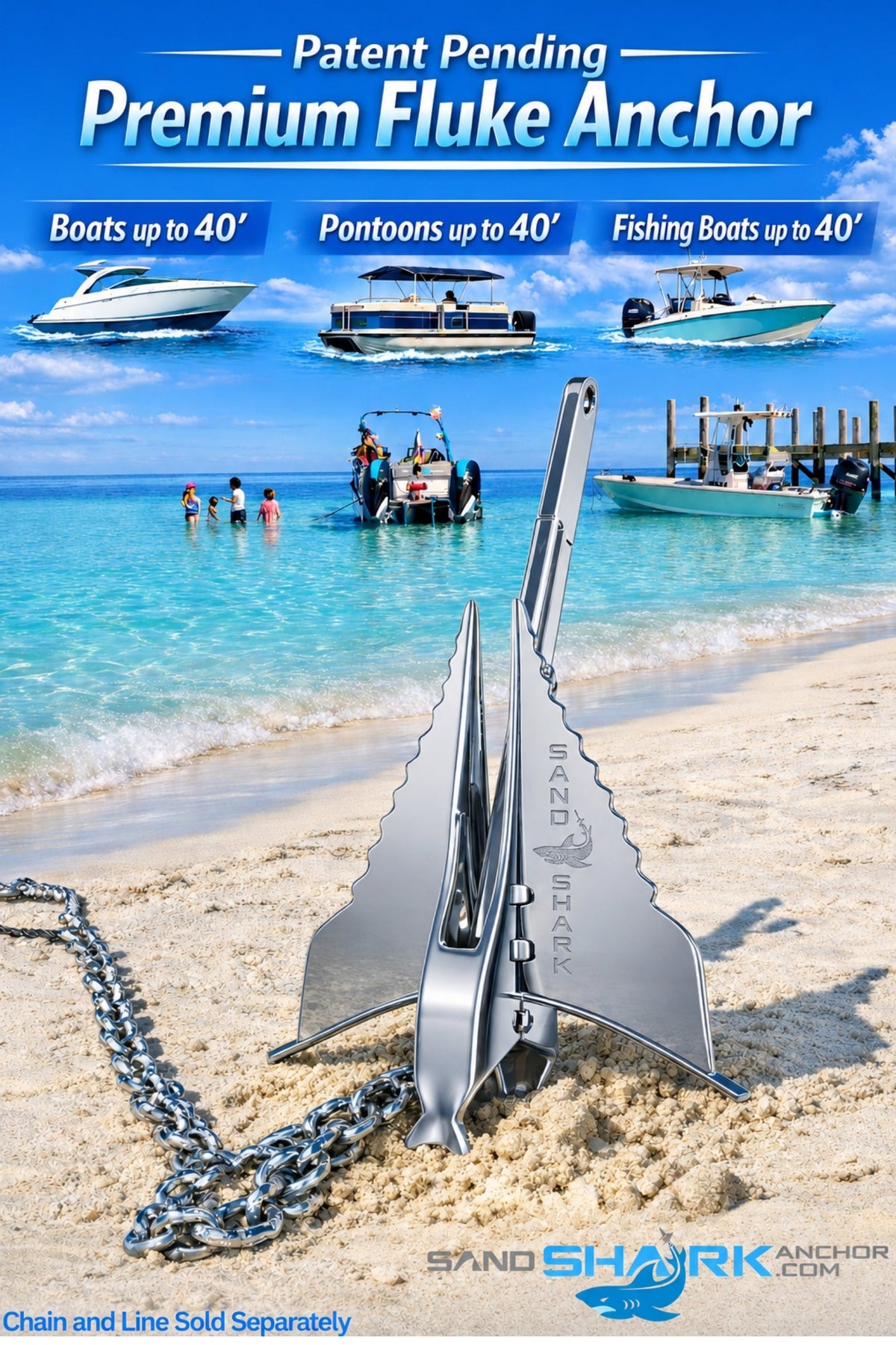Premium 316 SS Fluke Anchor | Retractable Shaft (13 lbs.)