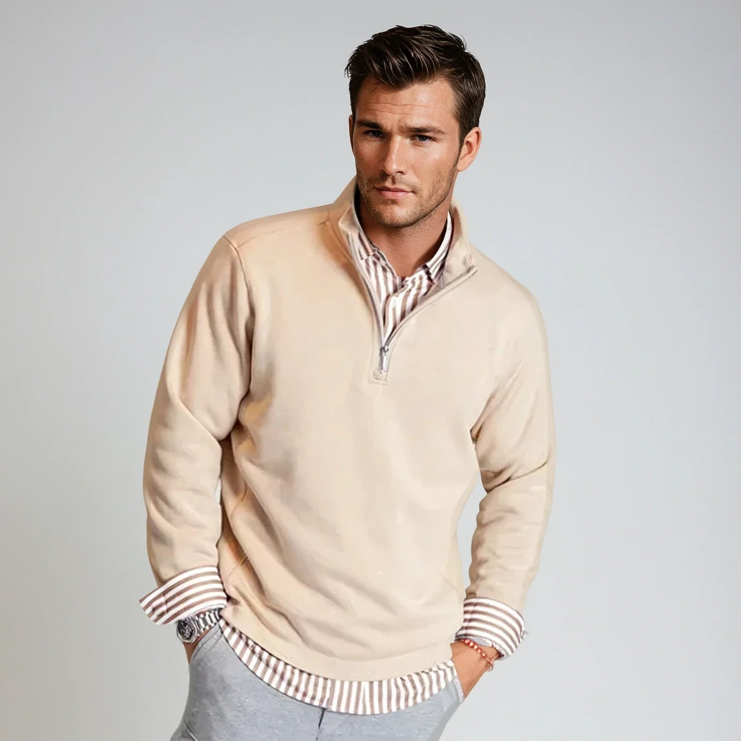 Voey Quarter Zip Sweatshirt | Camel