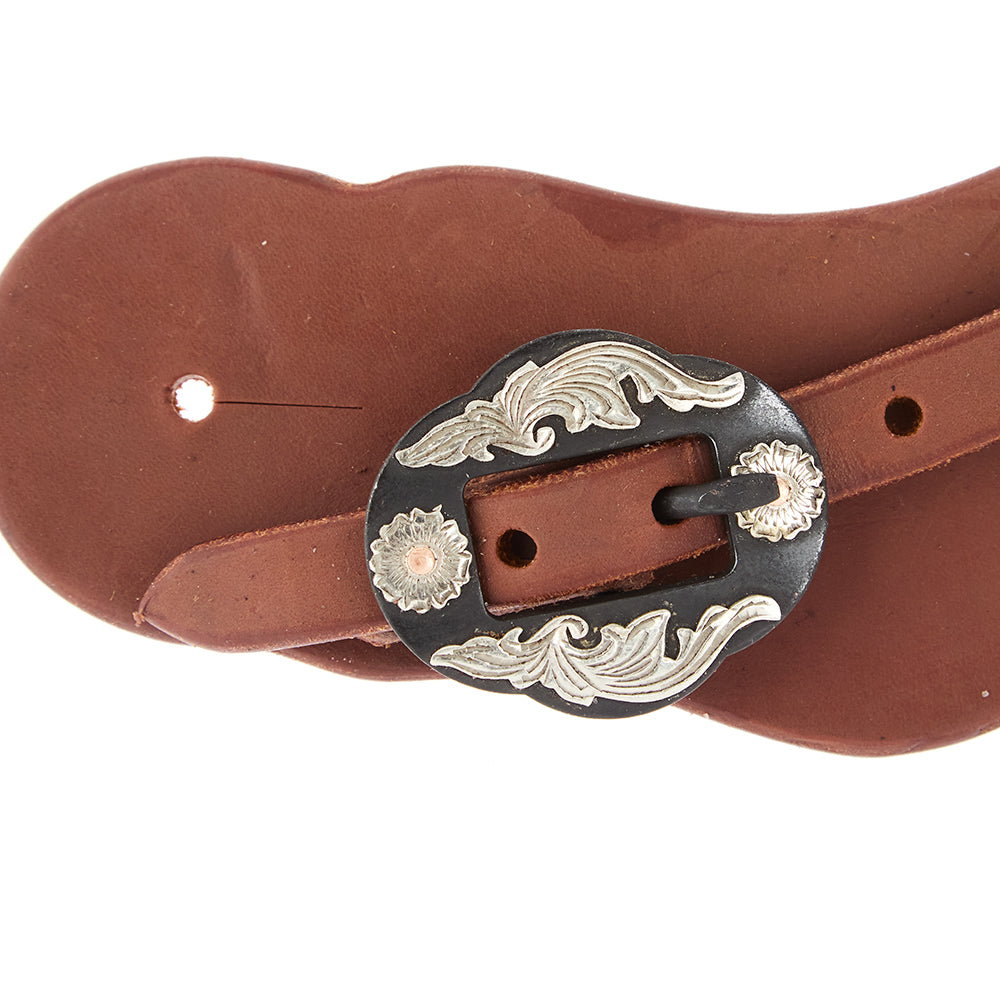 WD-CSSO-18 Mens Heavy Oiled Cowboy Spur Straps With Double Flower Buckles
