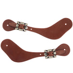 WD-DWSSO-25 Mens Oiled Dove Wing Spur Straps with Square Silver Bar Buckles
