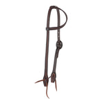 WD-RTSEH-HO-13 Heavy Oiled Rope Tooling Floral Bar Double Buckle Single Ear Headstall