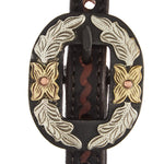 WD-RTSEH-HO-15 Heavy Oiled Rope Tooling Floral Double Buckle Single Ear Headstall