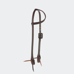WD-RTSEH-HO-7 Heavy Oiled Rope Tooling Silver Scroll Copper Bar Double Buckle Single Ear Headstall