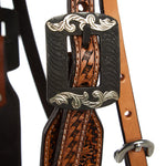 WD-SBH3 Turquoise And Rust Embossed Beadwork Browband Headstall